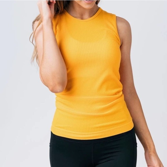 Zyia Active Parallel Tank Top Sunset Yellow Orange Ribbed L?‎ - Picture 1 of 7